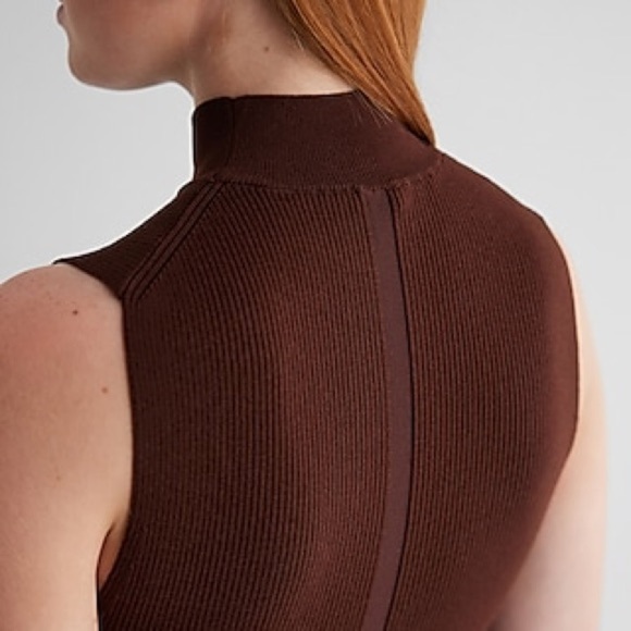 Express Silky Soft Fitted Ribbed Mock Neck Sweater Tank size XS rich mocha color - Picture 7 of 7